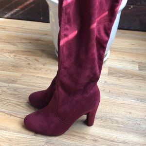 Gently Used Miss Lola Wine/Burgundy Over the knee Boots
